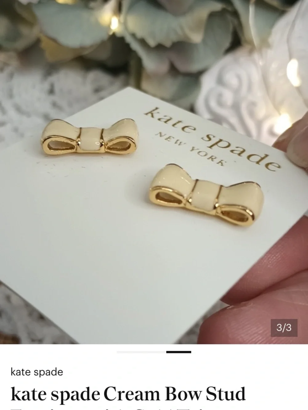 Kate Spade New York Cream Bow Stud Earrings